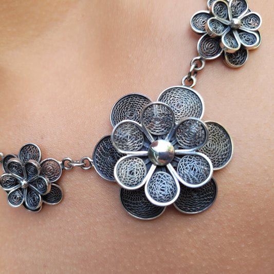 Peruvian Blossom Silver Necklace