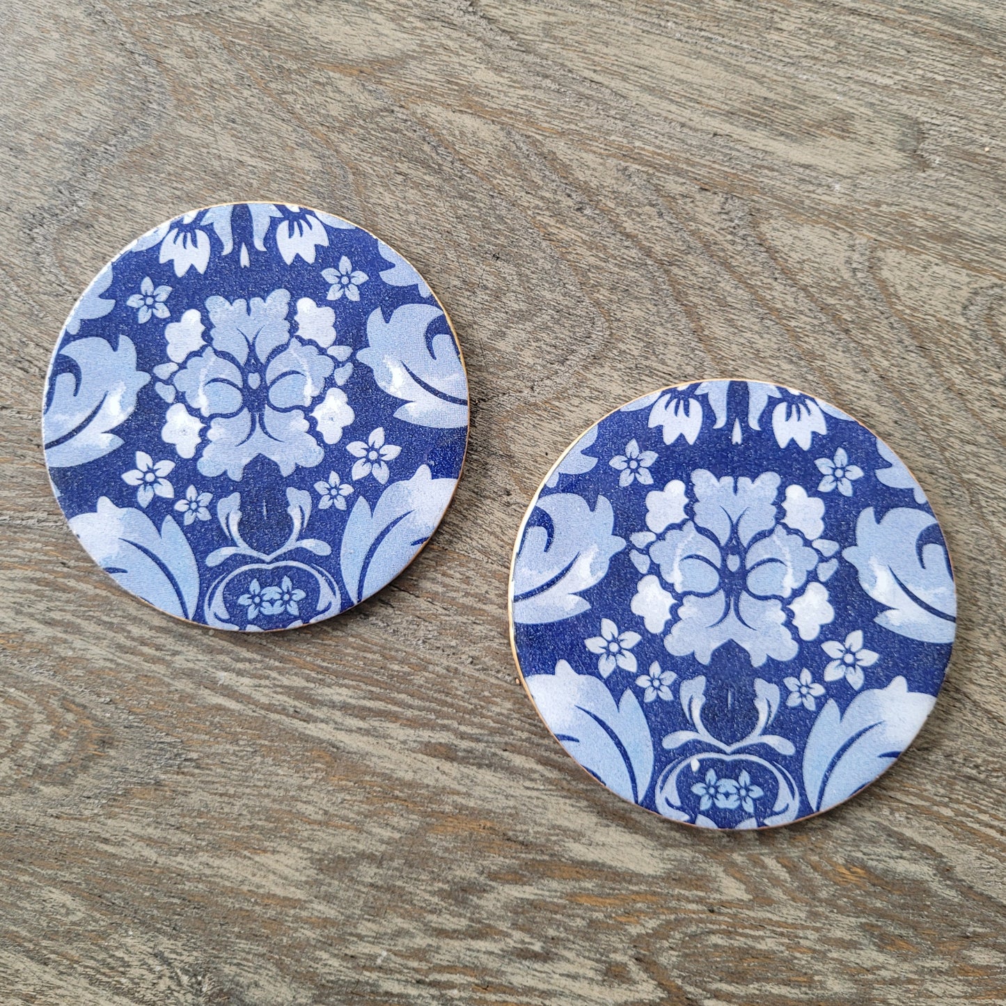 Handmade "Country Blue" Coasters Set (2-Pack)