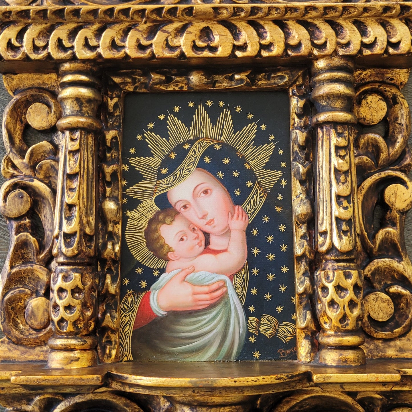 "Virgin of Tenderness" Colonial Painting