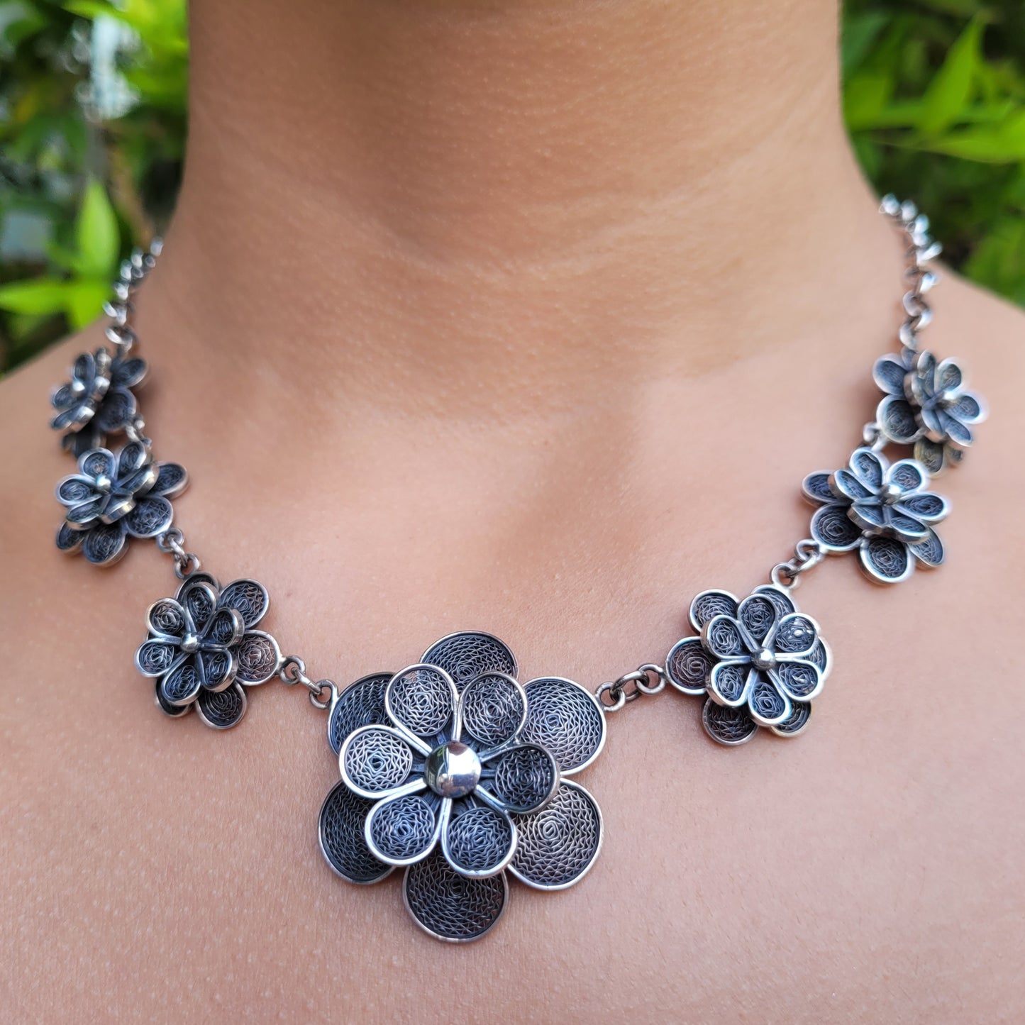 Peruvian Blossom Silver Necklace