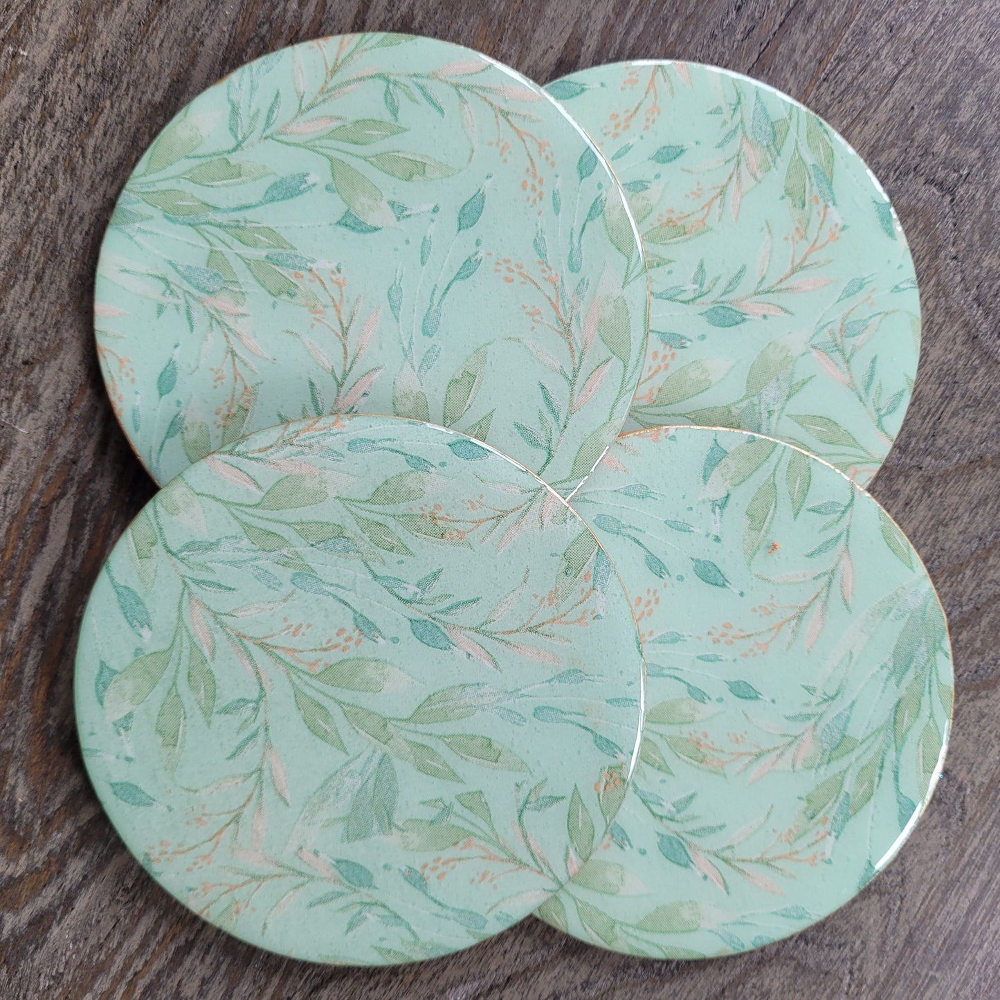 Handmade "Lovely Mint" Coasters Set (4-Pack)
