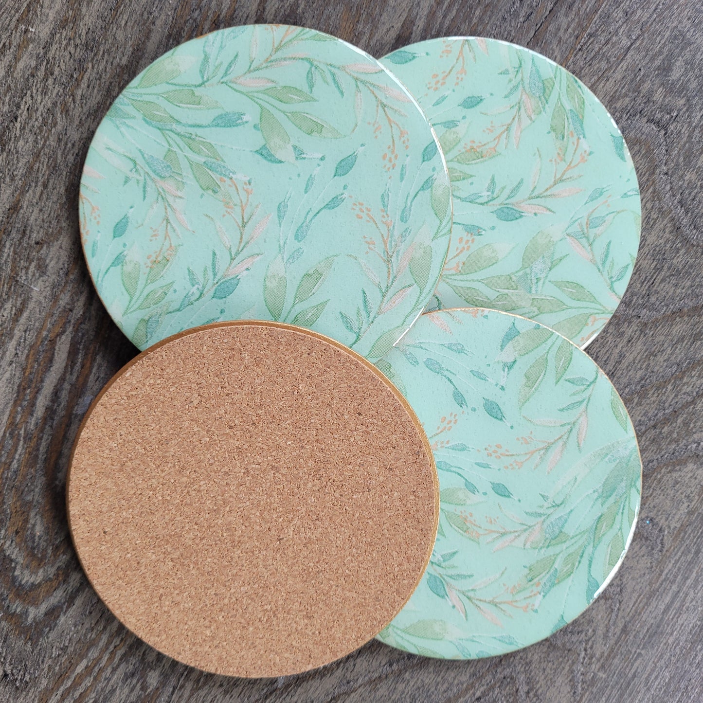 Handmade "Lovely Mint" Coasters Set (4-Pack)