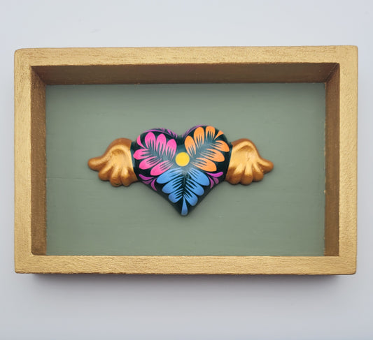 Winged Heart Sculpture Green