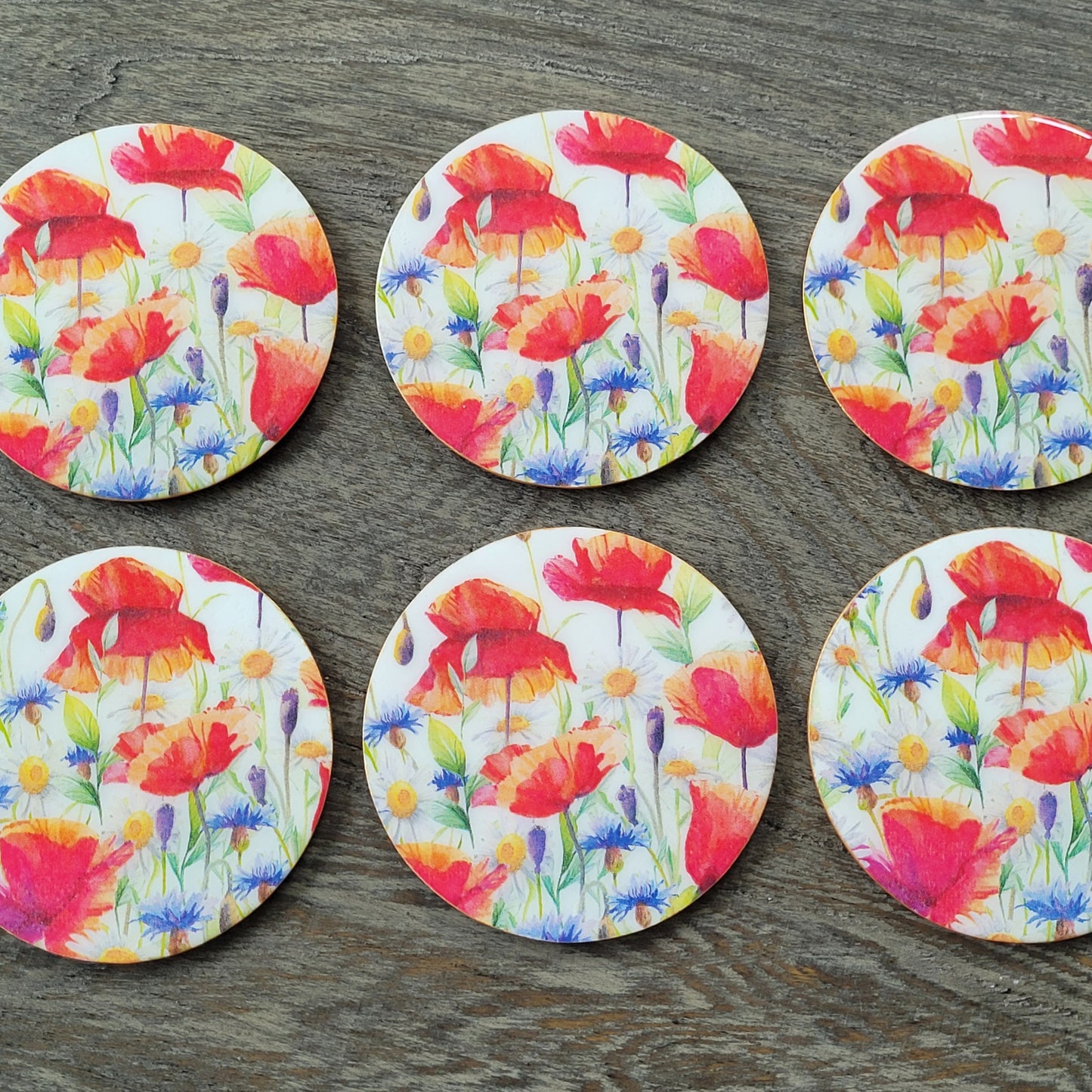 Handmade "Spring Blossoms" Coasters Set (6-Pack)