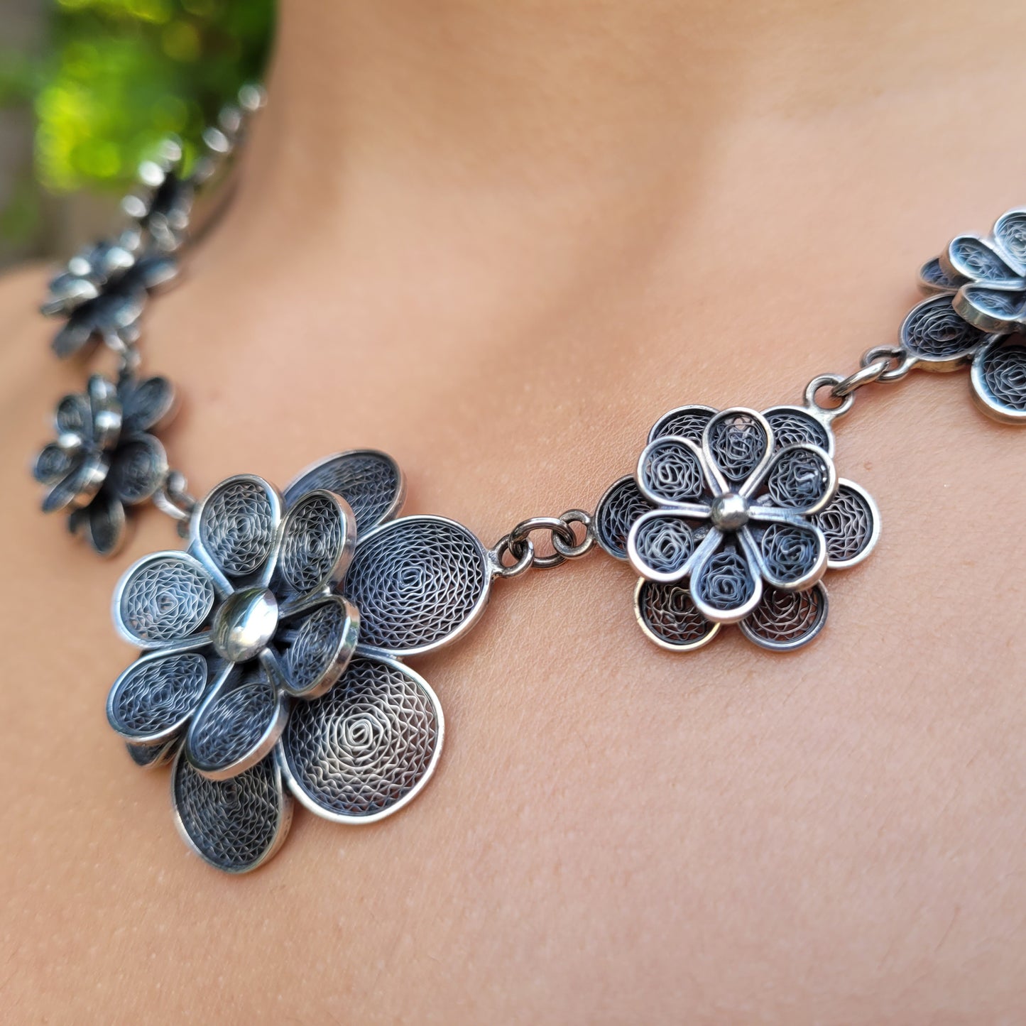 Peruvian Blossom Silver Necklace