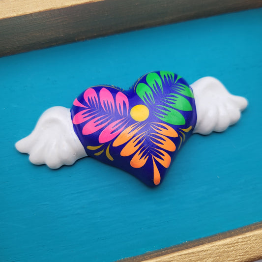 Winged Heart Sculpture Turquoise