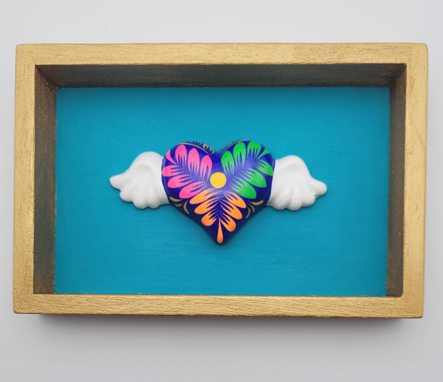 Winged Heart Sculpture Turquoise