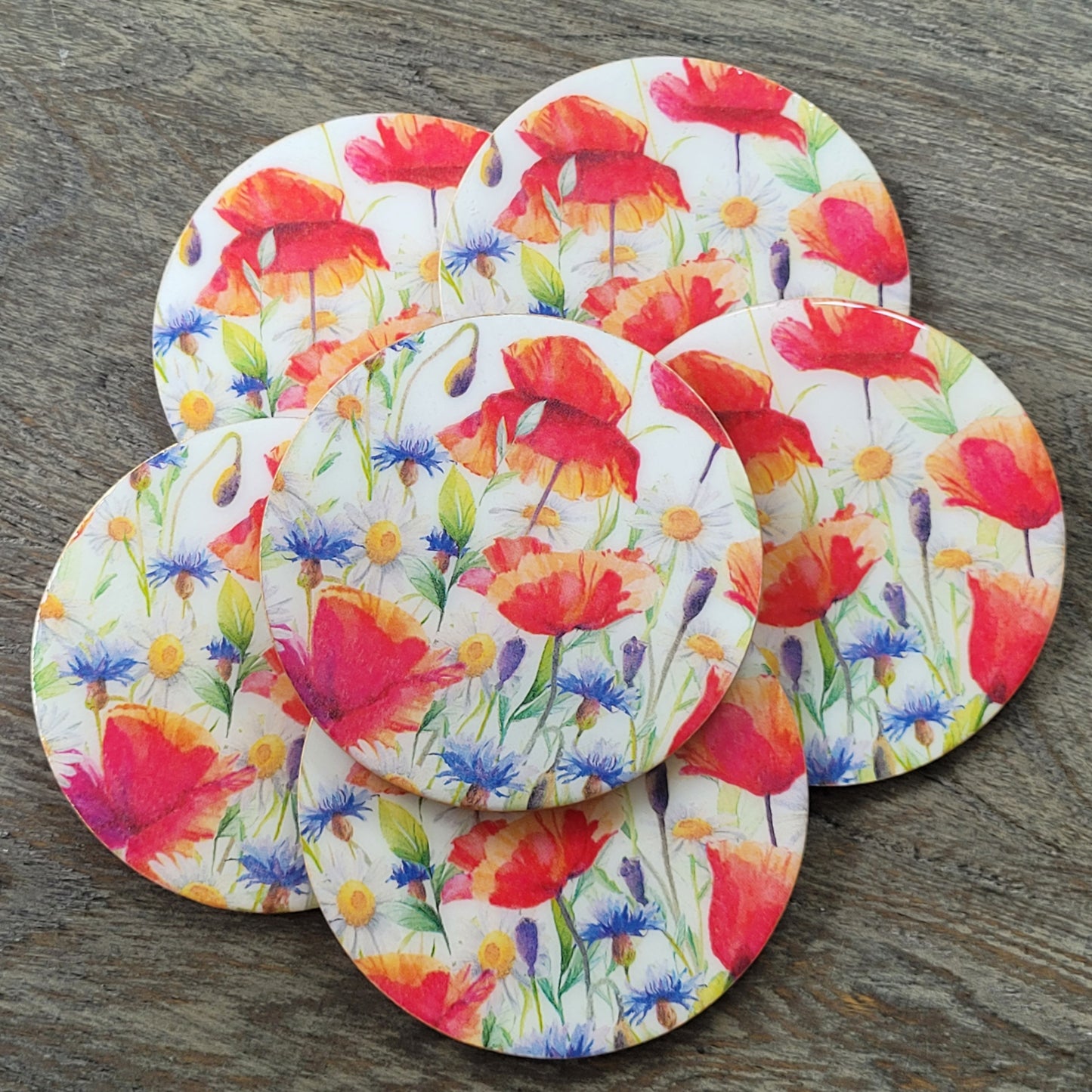 Handmade "Spring Blossoms" Coasters Set (6-Pack)
