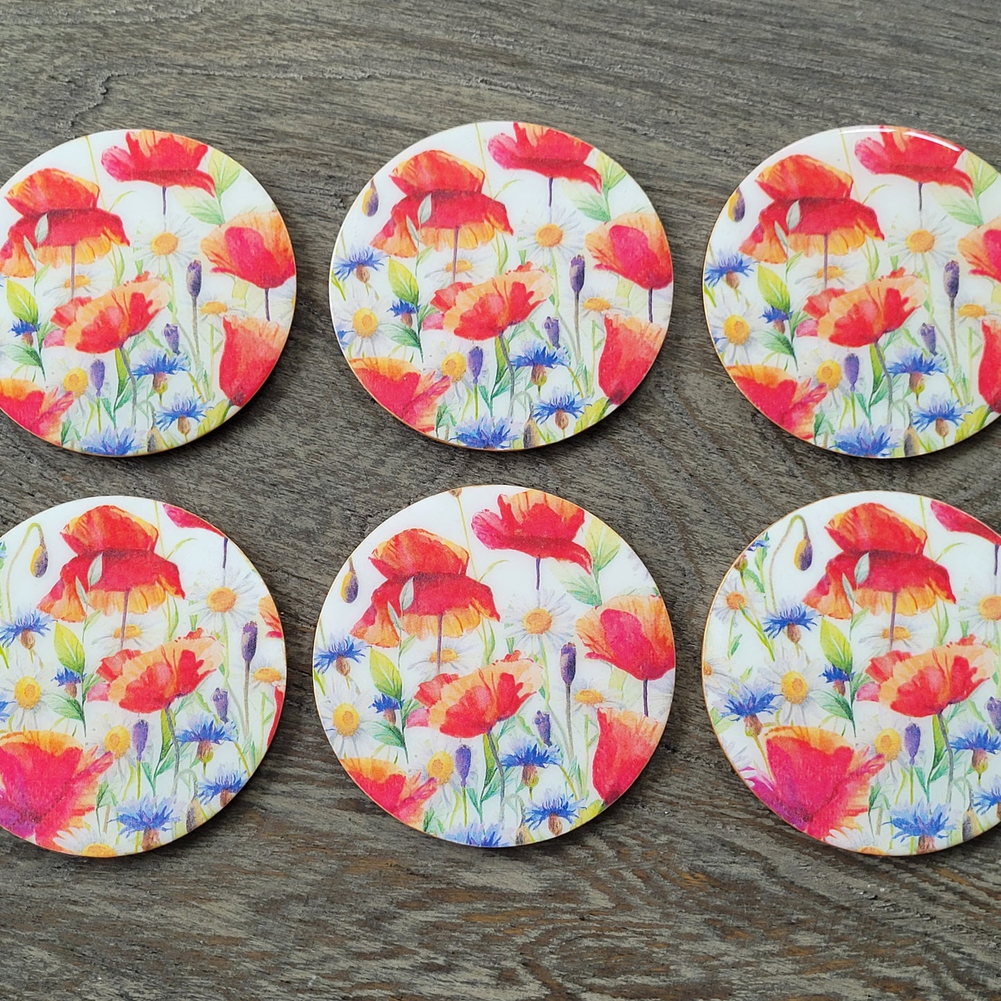 Handmade "Spring Blossoms" Coasters Set (6-Pack)