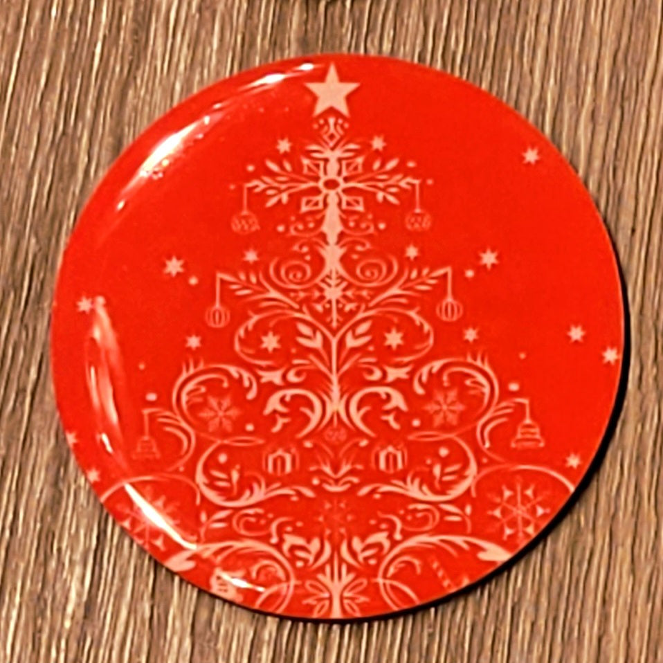 Handmade "Scarlet Tree Christmas" Coaster Set (6-Pack)